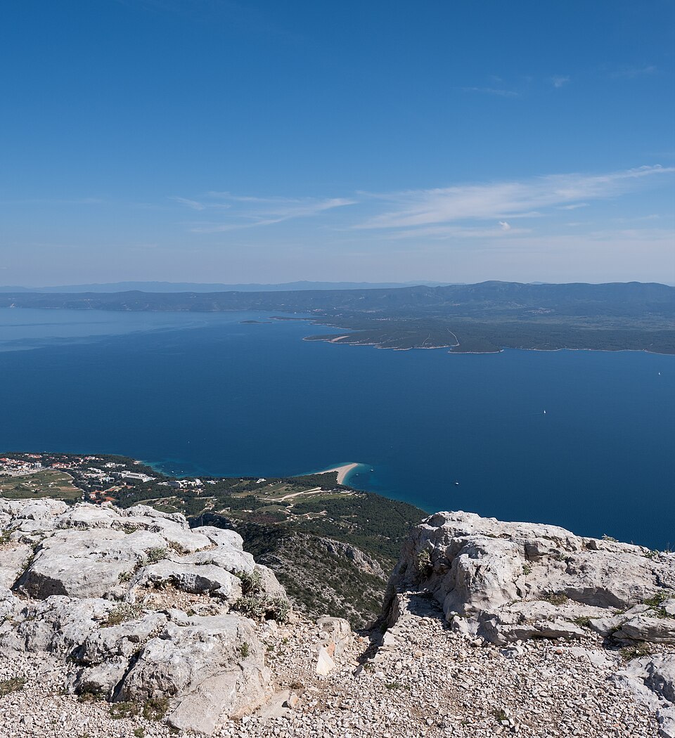 View from Vidova Gora towards Zlatni Rat and Bol